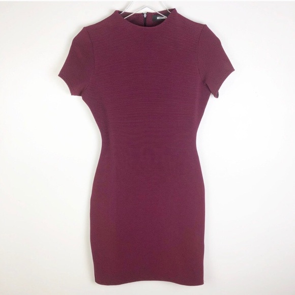 Missguided | Burgundy Stripped Bodycon Dress Sz 4 - Picture 1 of 6